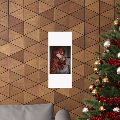 Matte Vertical Poster — Red‑Haired Anime Girl Portrait
