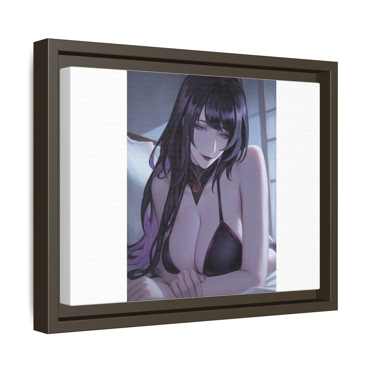Framed Matte Canvas Print — Moody Anime Woman Portrait