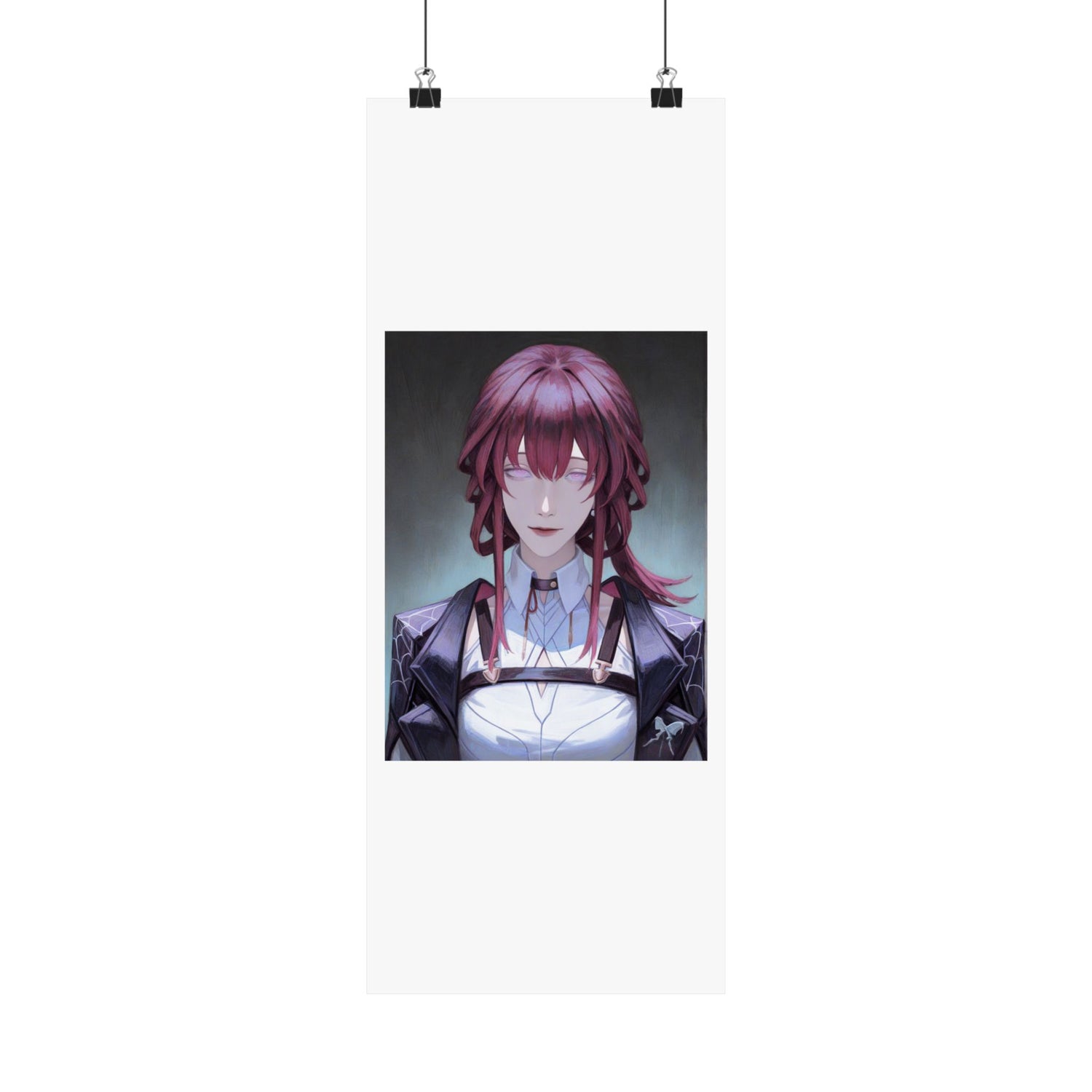 Anime Portrait Poster — Moody Red‑Haired Character Matte Vertical Art Print