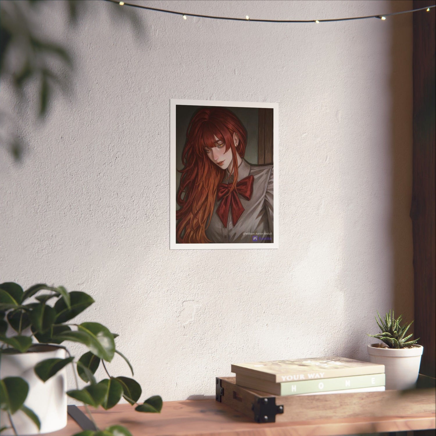 Matte Vertical Poster — Red‑Haired Anime Girl Portrait