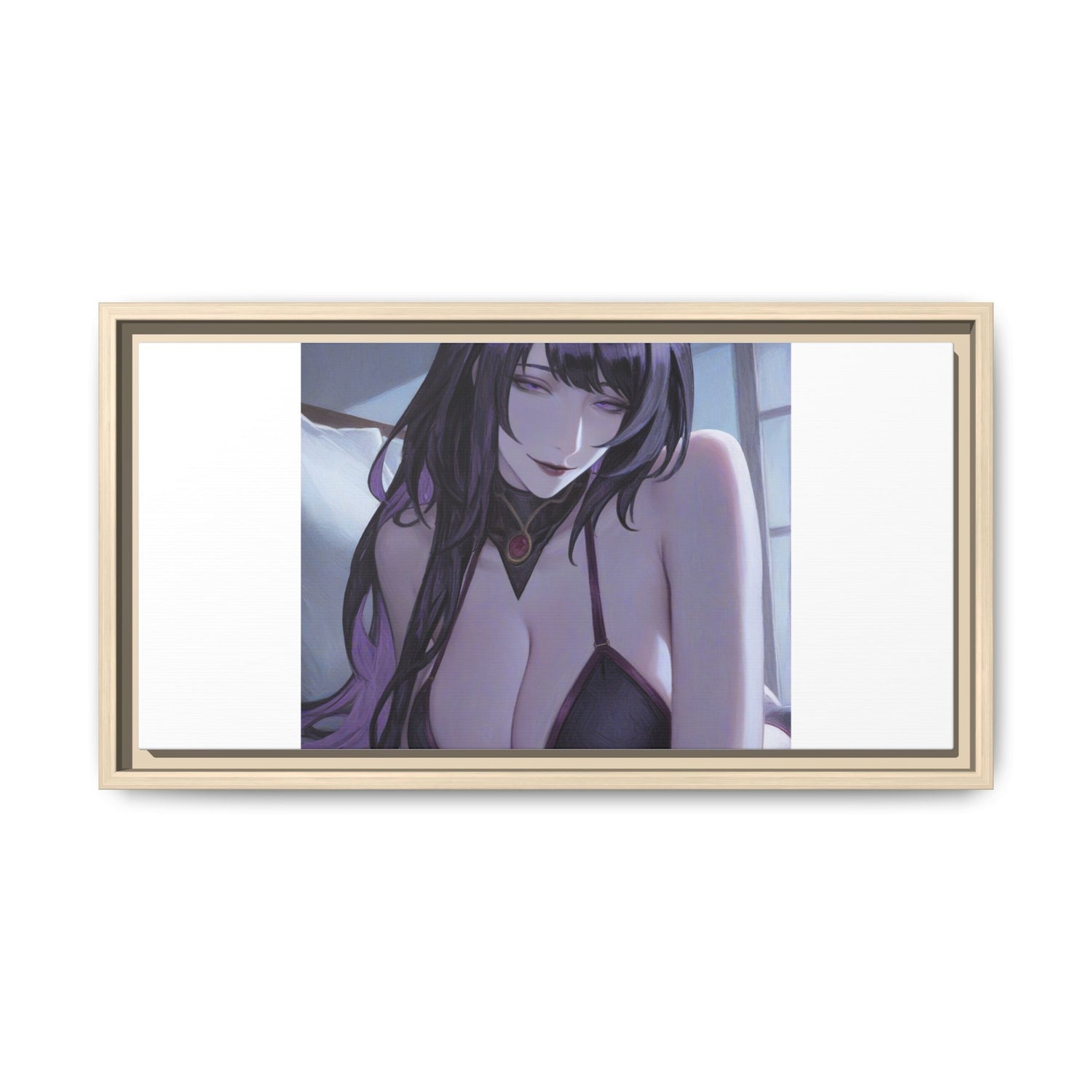 Framed Matte Canvas Print — Moody Anime Woman Portrait