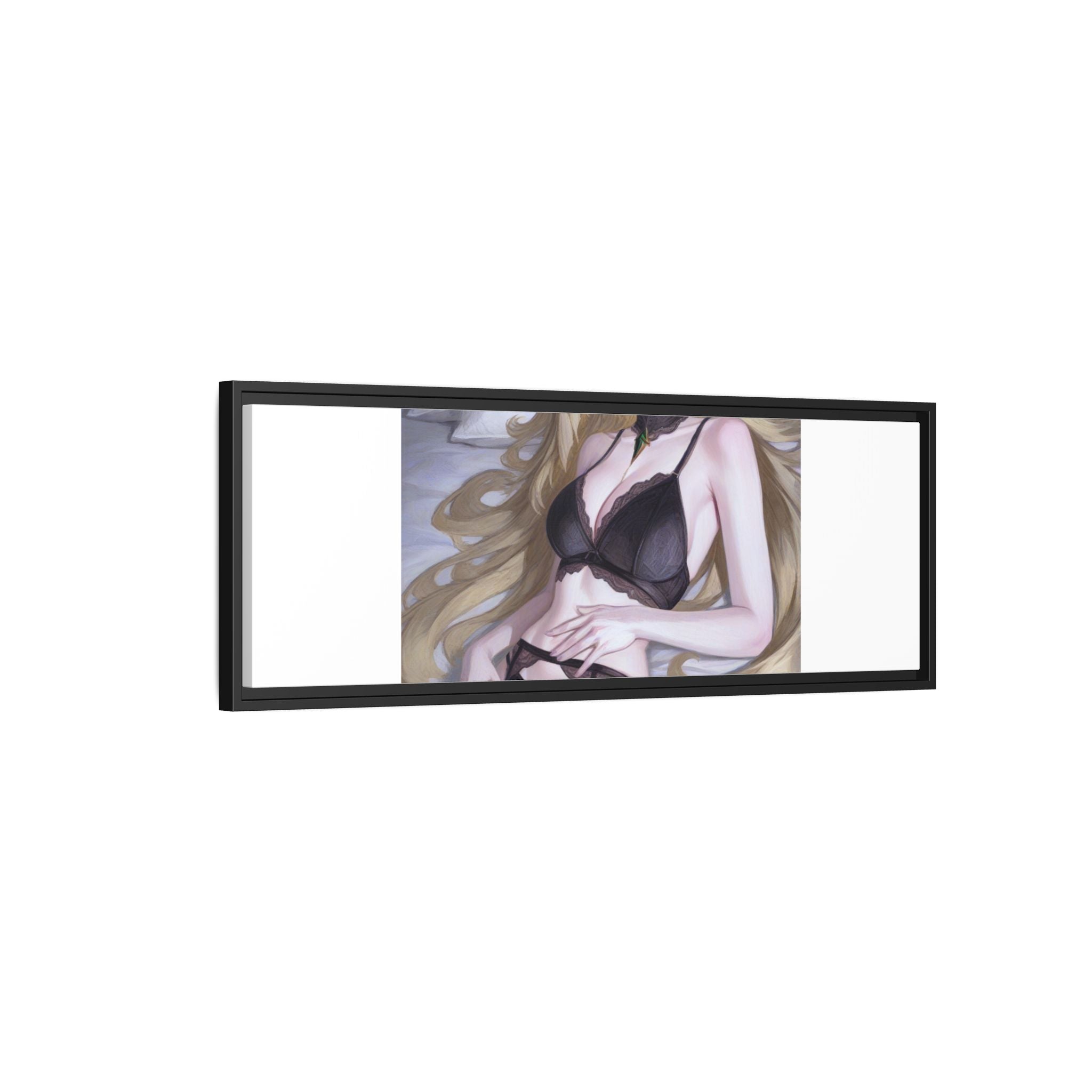 Framed Matte Canvas Print — Sleepy Blonde Anime Pinup