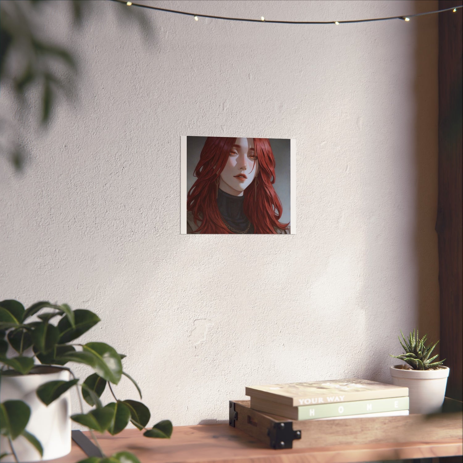 Fine Art Poster — Red-Haired Gothic Portrait, Moody Decorative Wall Art