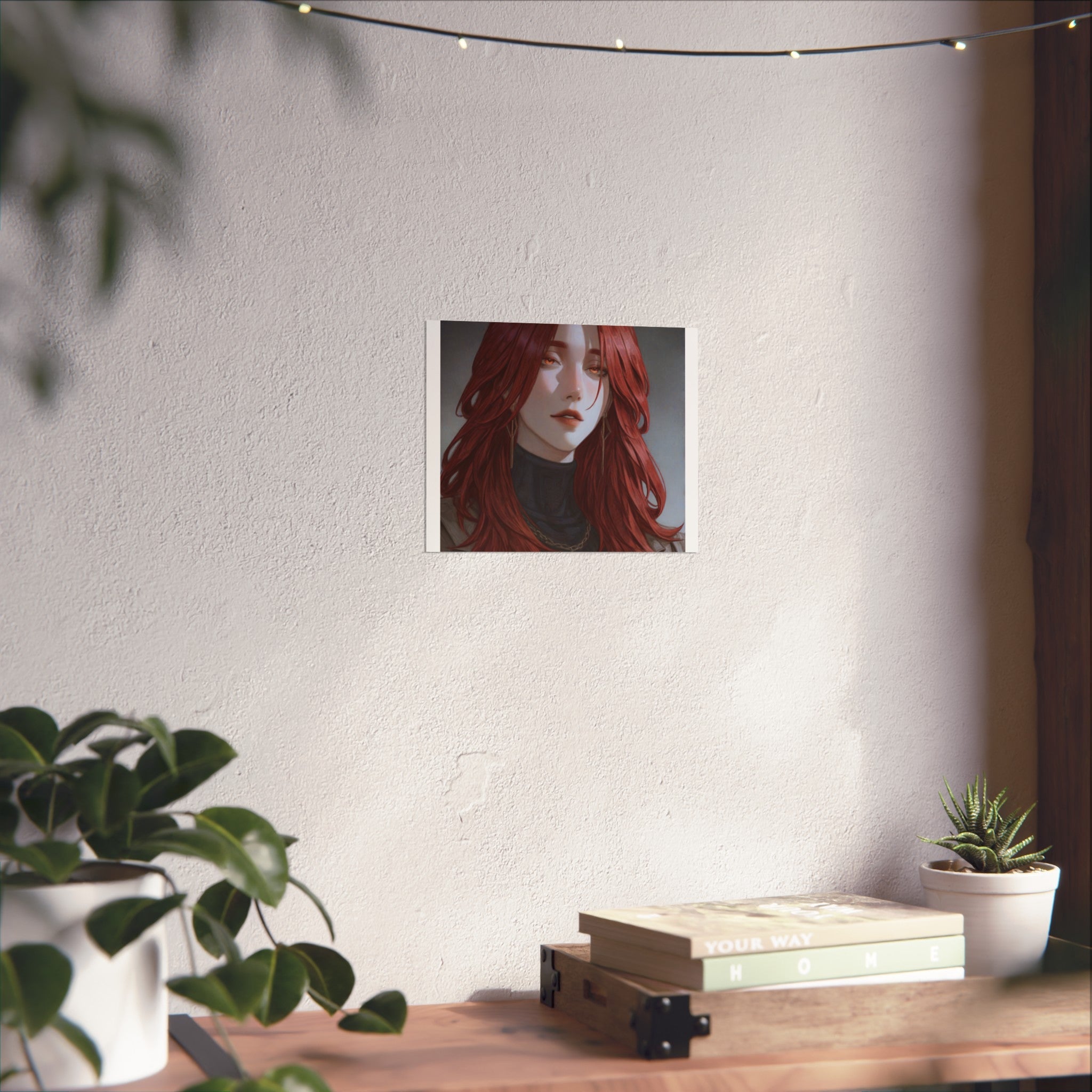 Fine Art Poster — Red-Haired Gothic Portrait, Moody Decorative Wall Art