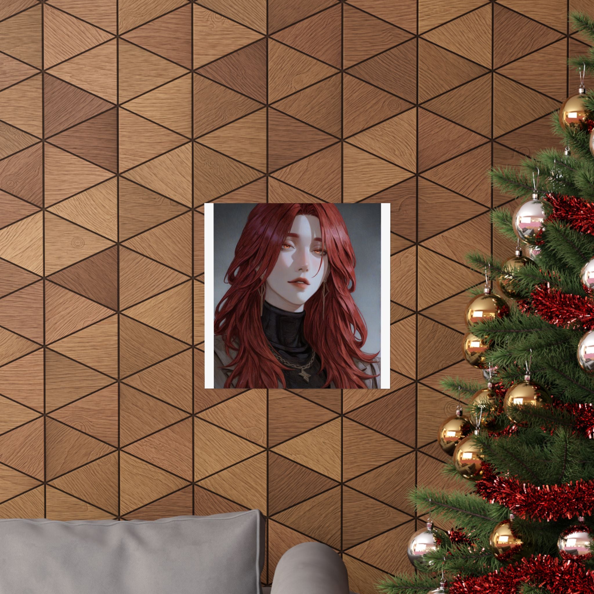 Red-Haired Muse Matte Vertical Poster — Moody Portrait Art Print