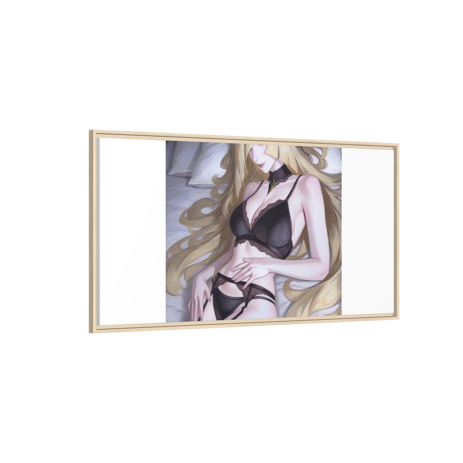 Framed Matte Canvas Print — Sleepy Blonde Anime Pinup