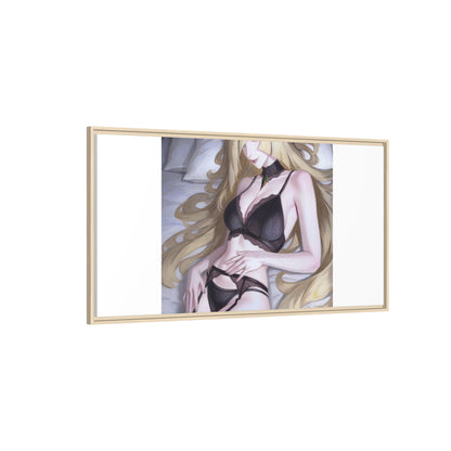Framed Matte Canvas Print — Sleepy Blonde Anime Pinup