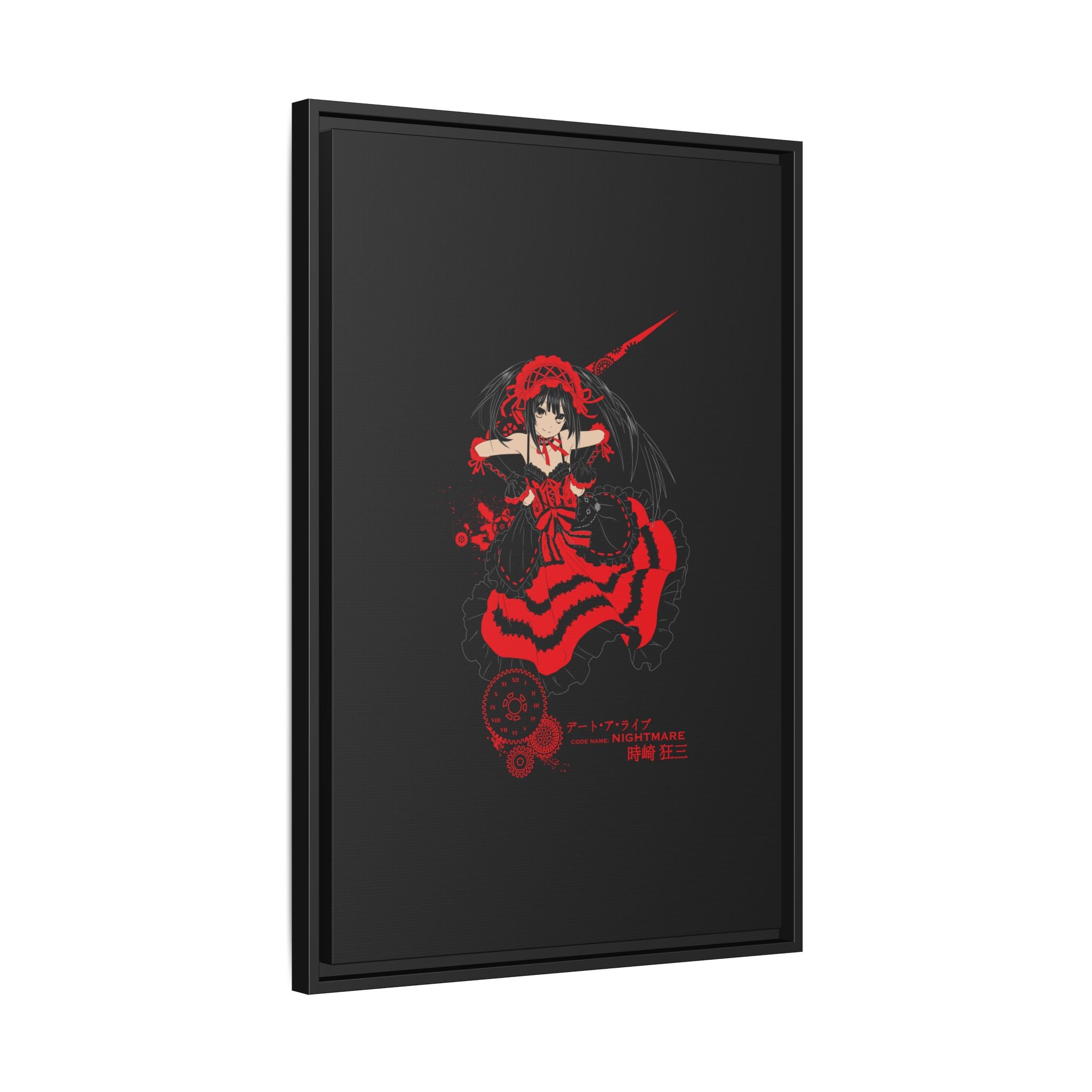 Anime Warrior Red Black Matte Canvas Print — Framed Wall Art