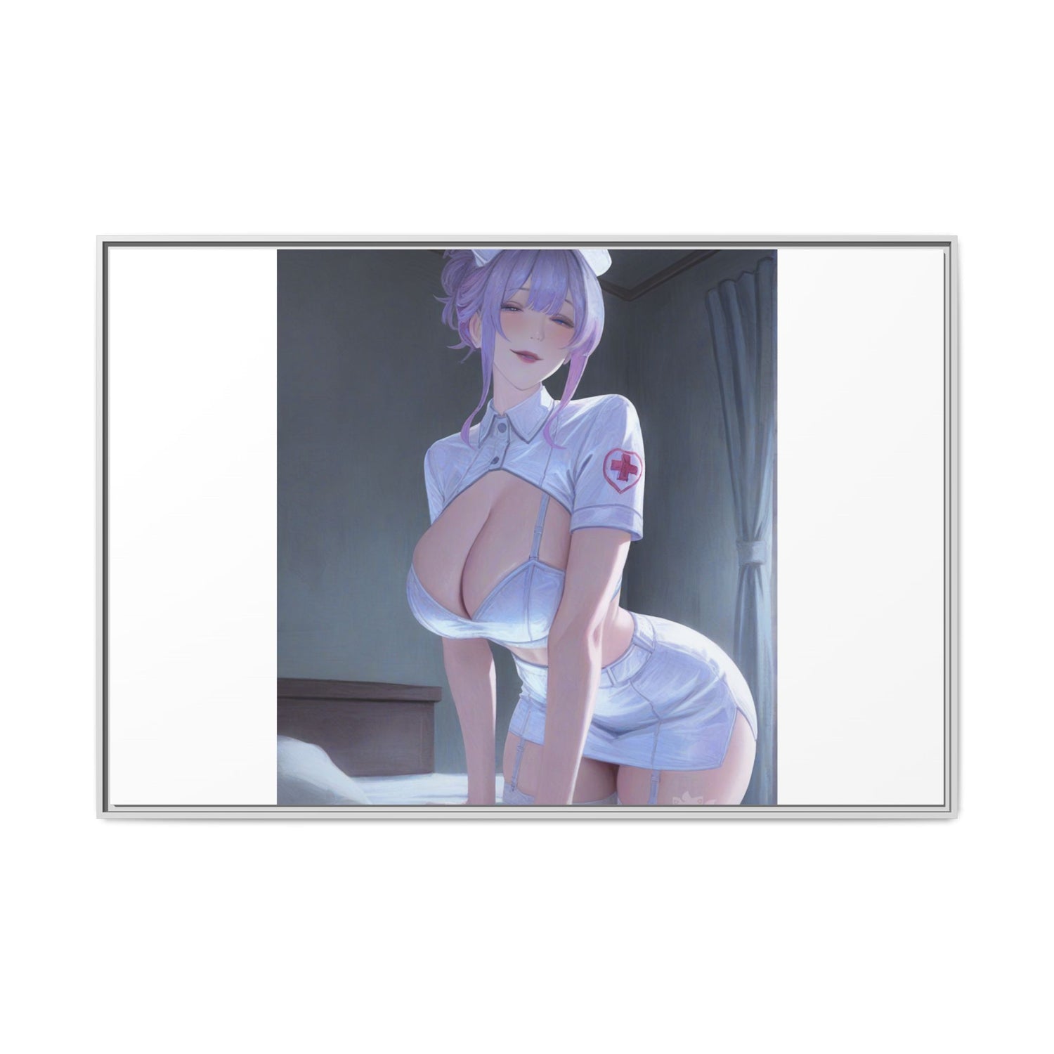 Sexy Anime Nurse Matte Canvas Print (Framed)
