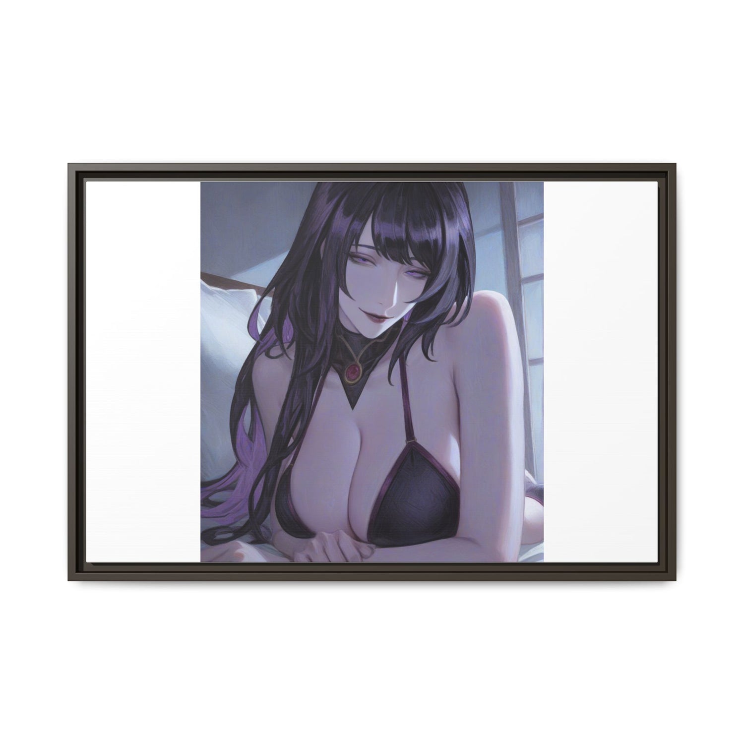 Framed Matte Canvas Print — Moody Anime Woman Portrait