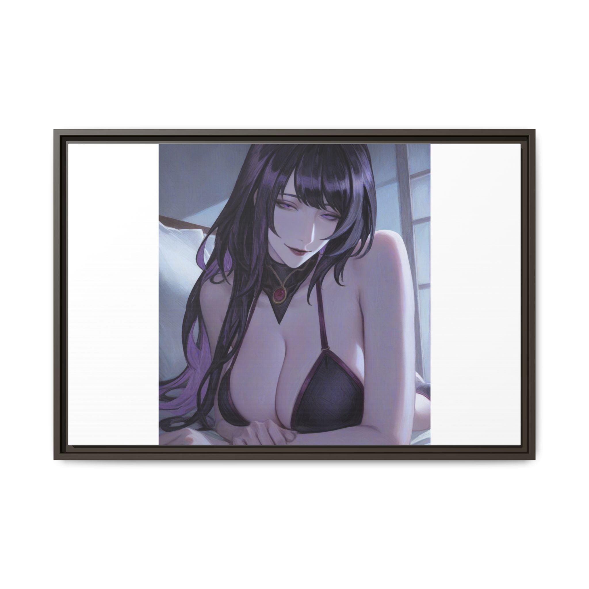Framed Matte Canvas Print — Moody Anime Woman Portrait