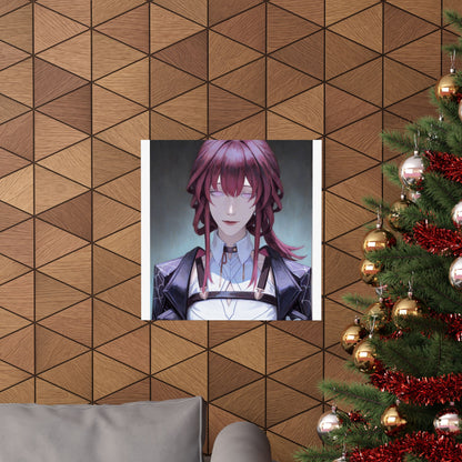 Anime Portrait Poster — Moody Red‑Haired Character Matte Vertical Art Print