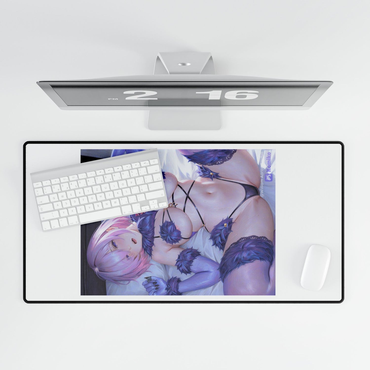 Anime Pin-Up Desk Mat — Floral Lingerie Gaming Mouse Pad