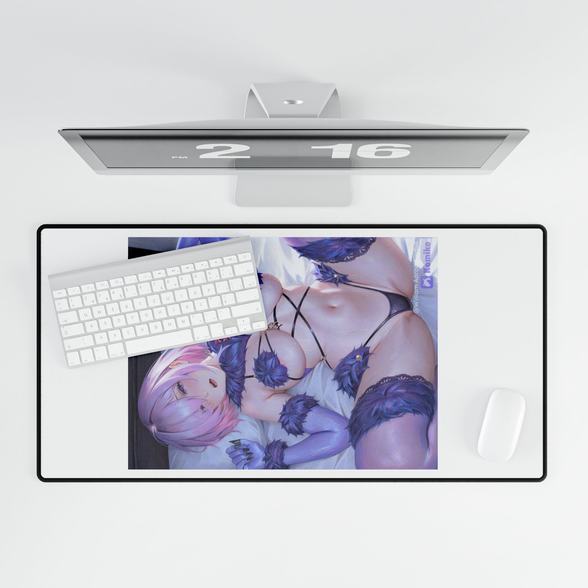 Anime Pin-Up Desk Mat — Floral Lingerie Gaming Mouse Pad