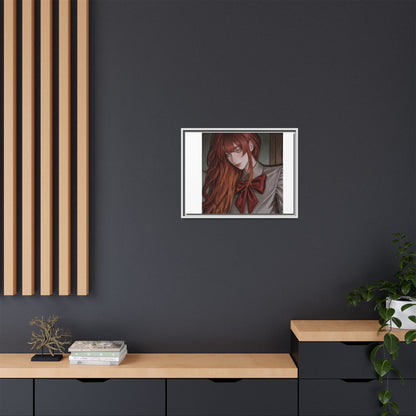 Framed Matte Canvas Print — Moody Red-Headed Anime Girl Art