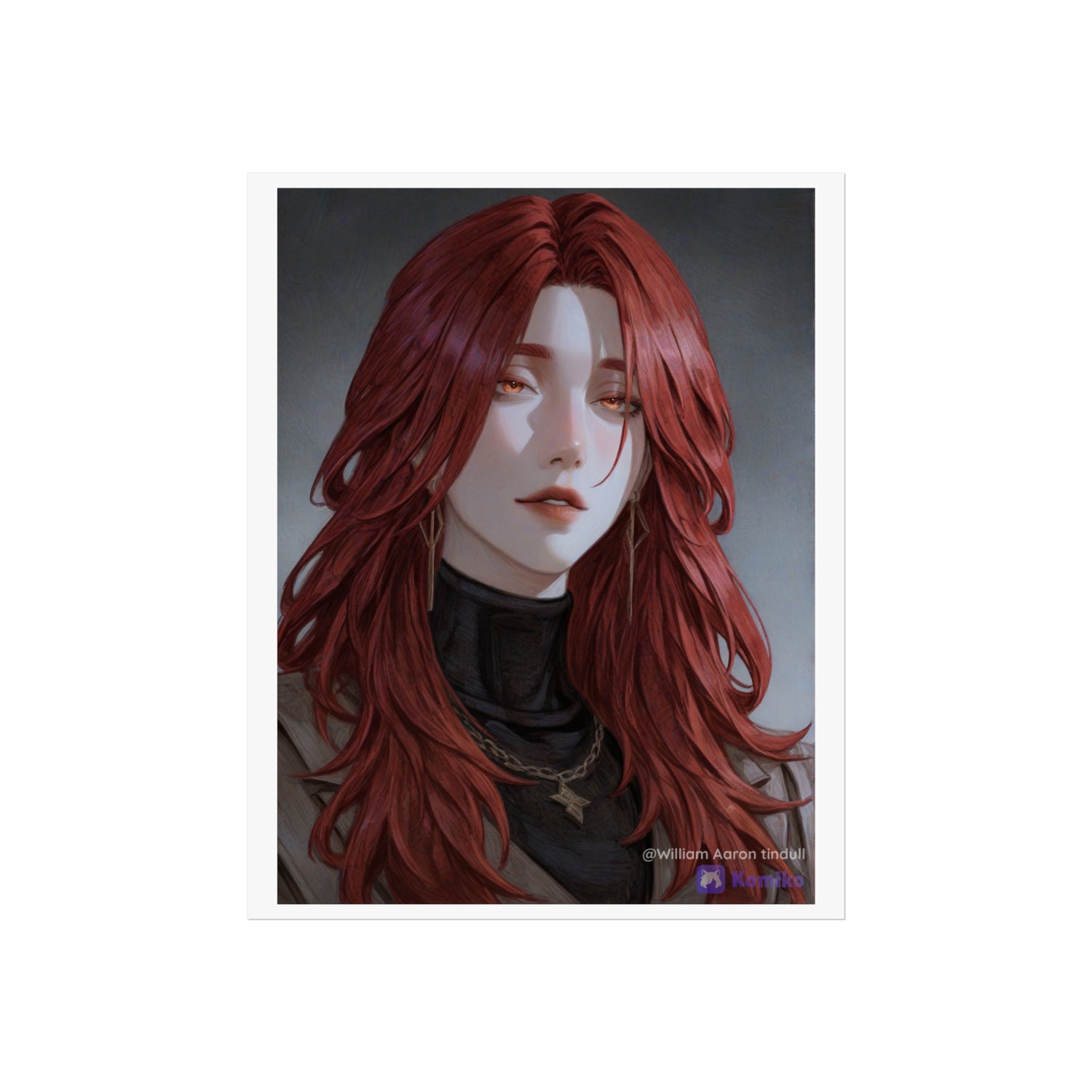 Fine Art Poster — Red-Haired Gothic Portrait, Moody Decorative Wall Art