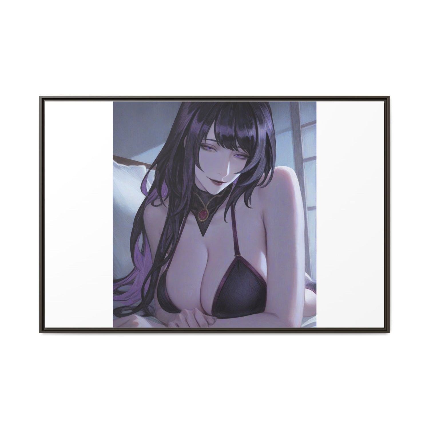 Framed Matte Canvas Print — Moody Anime Woman Portrait