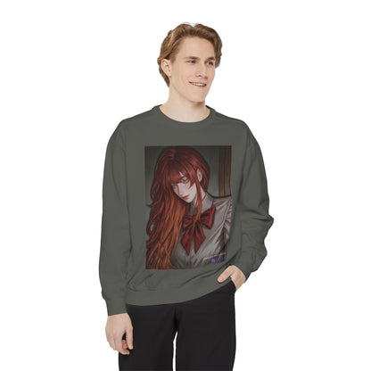 Anime Red-Headed Girl Sweatshirt — Gothic Schoolgirl Art Pullover