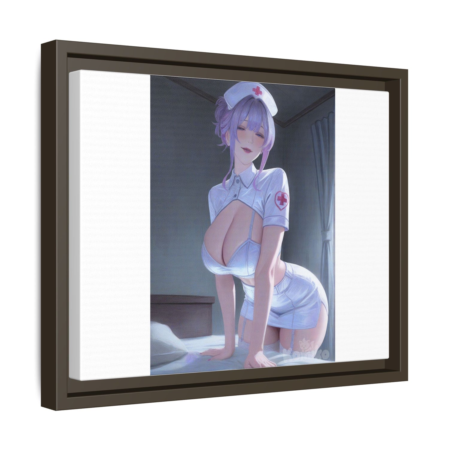Sexy Anime Nurse Matte Canvas Print (Framed)