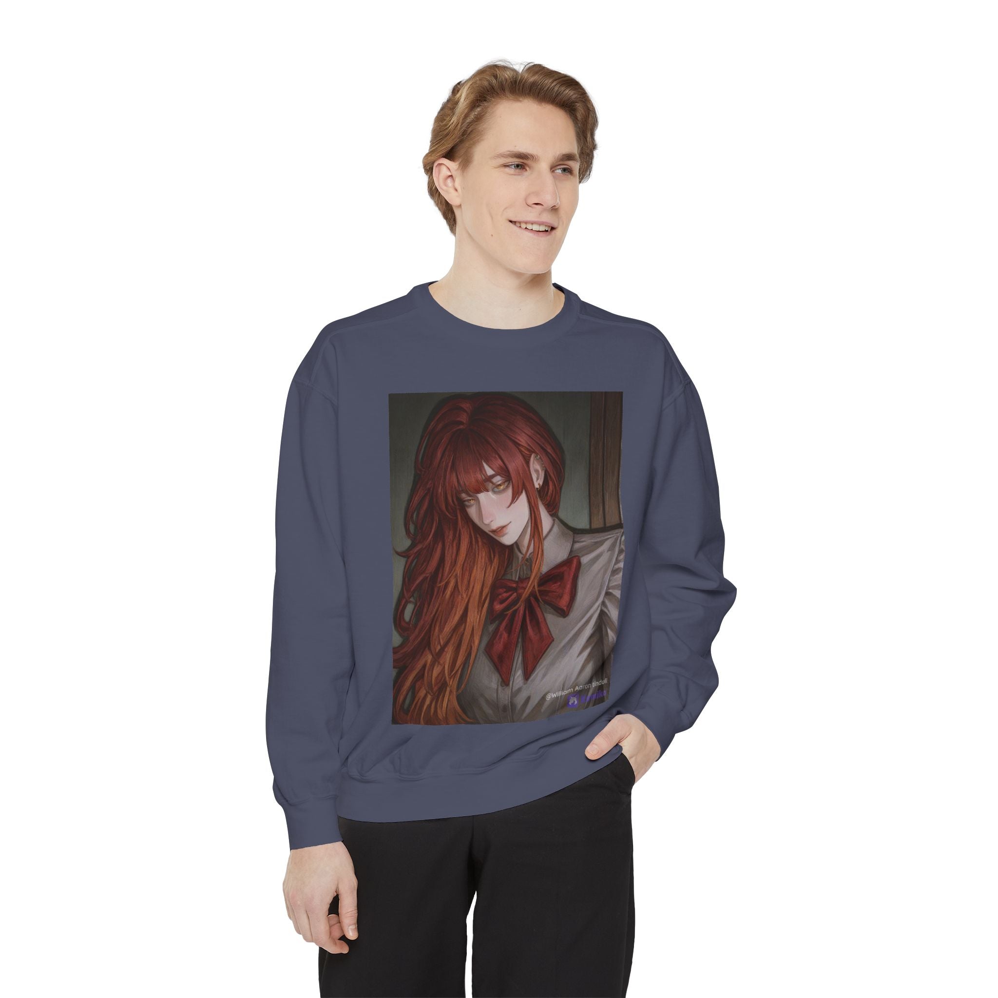 Anime Red-Headed Girl Sweatshirt — Gothic Schoolgirl Art Pullover