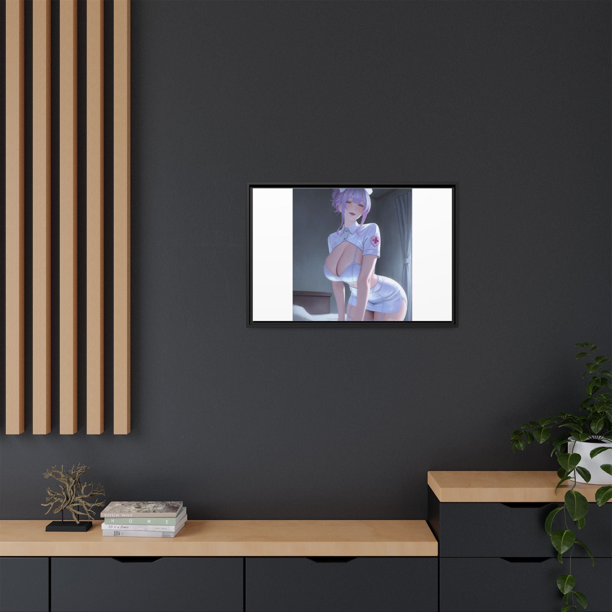 Sexy Anime Nurse Matte Canvas Print (Framed)