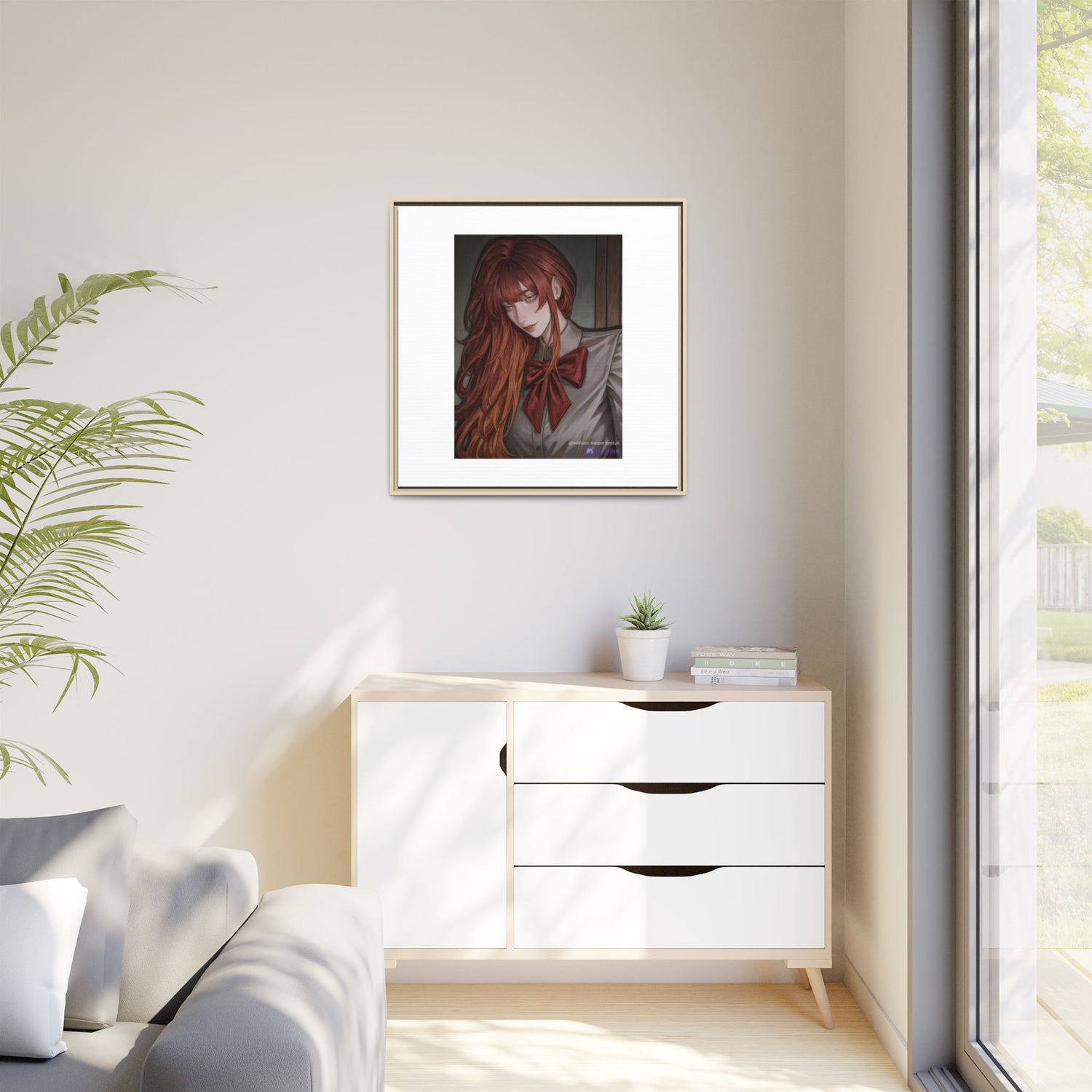 Framed Matte Canvas Print — Gothic Redhead Portrait