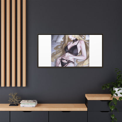 Framed Matte Canvas Print — Sleepy Blonde Anime Pinup