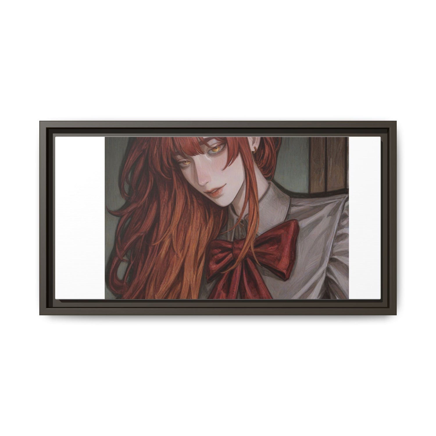 Framed Matte Canvas Print — Moody Red-Headed Anime Girl Art
