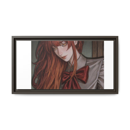 Framed Matte Canvas Print — Moody Red-Headed Anime Girl Art