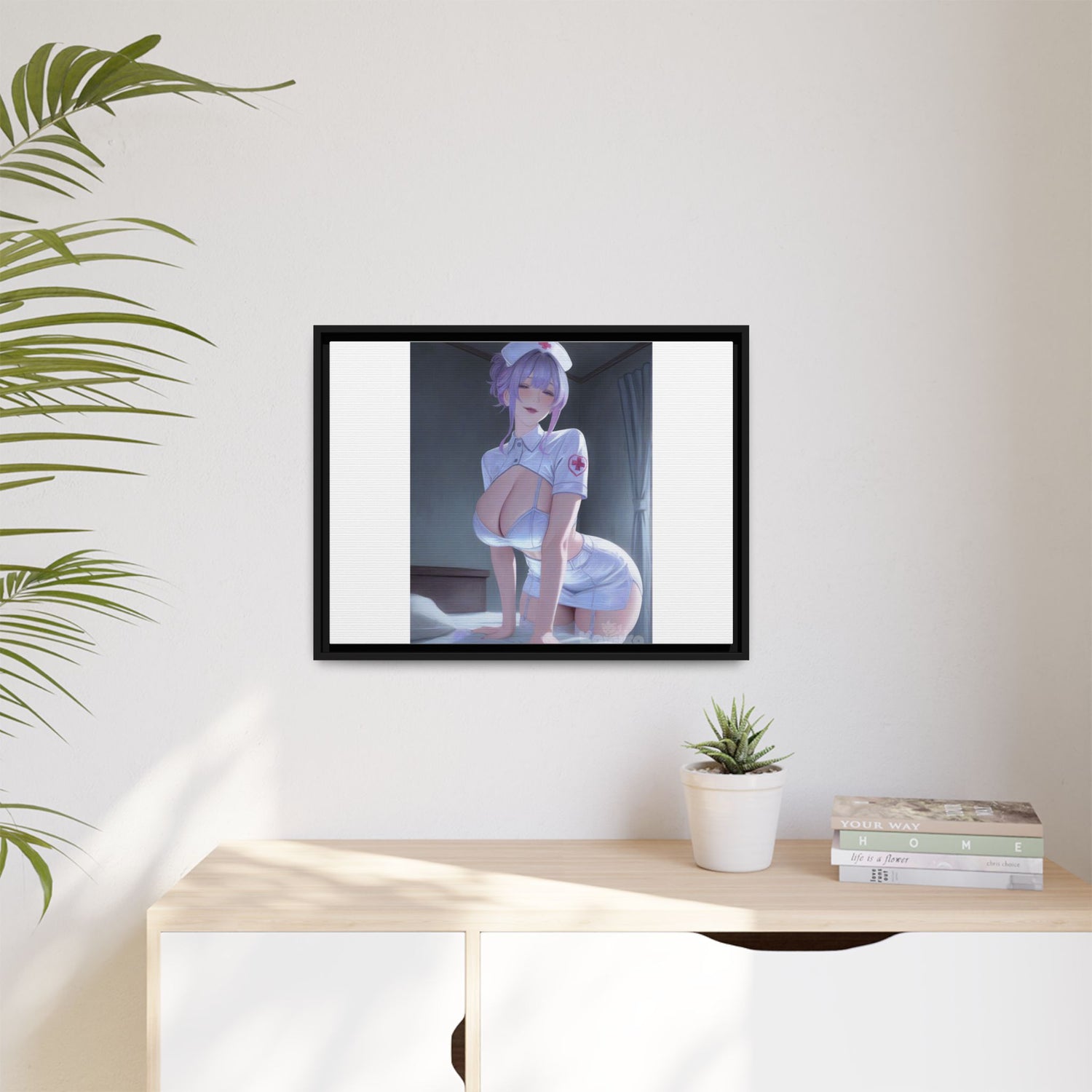 Sexy Anime Nurse Matte Canvas Print (Framed)