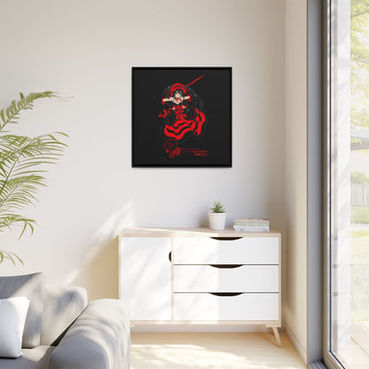 Anime Warrior Red Black Matte Canvas Print — Framed Wall Art