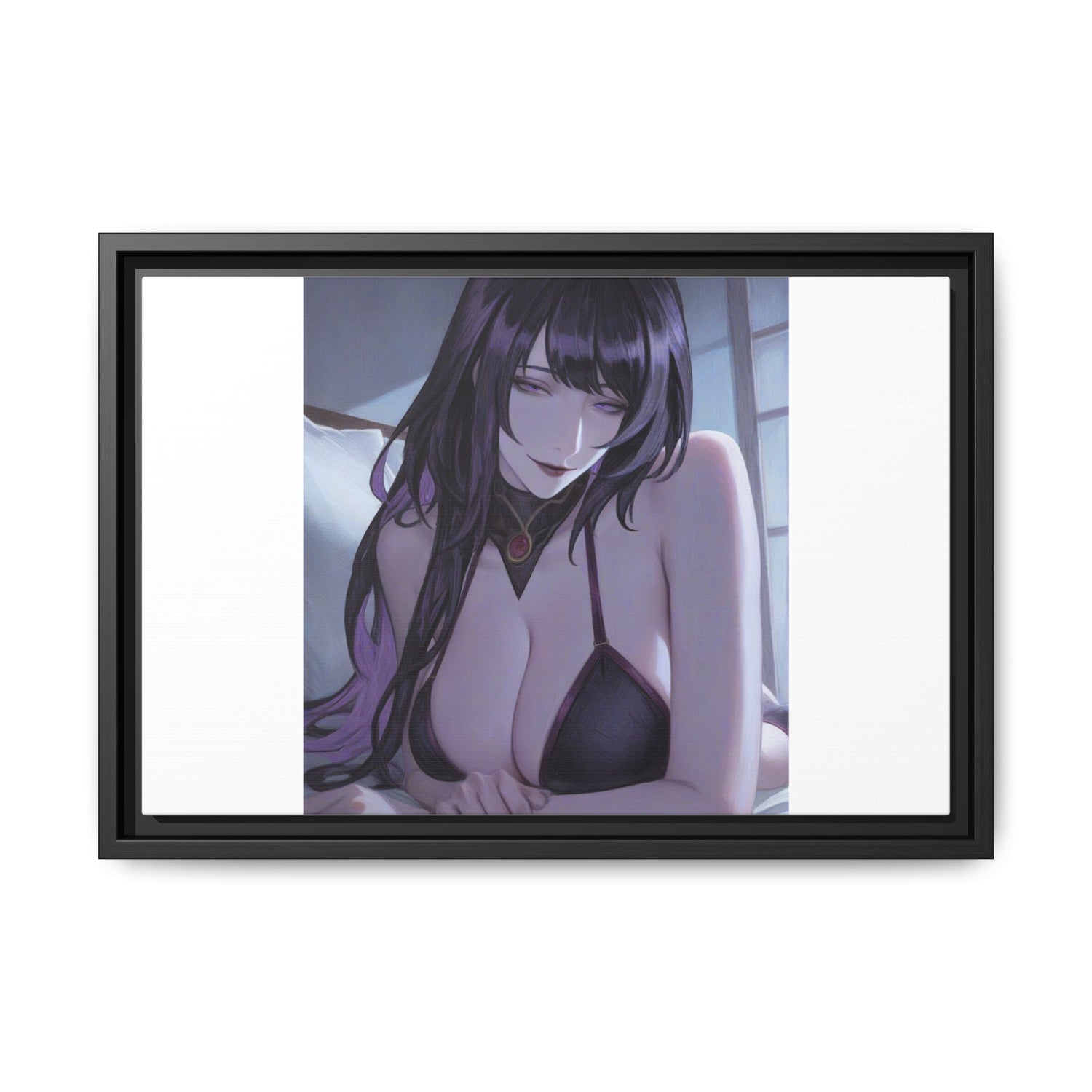 Framed Matte Canvas Print — Moody Anime Woman Portrait