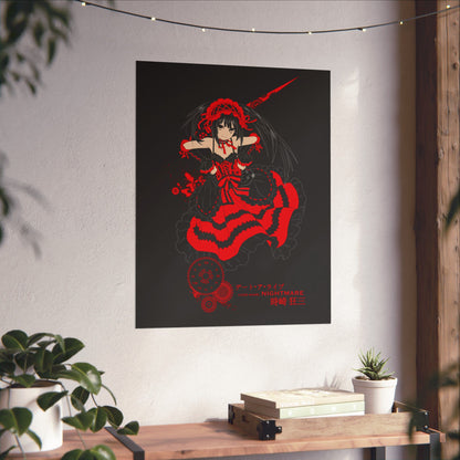 Anime Gothic Poster — Red &amp; Black Kurumi Nightcore Matte Vertical Print
