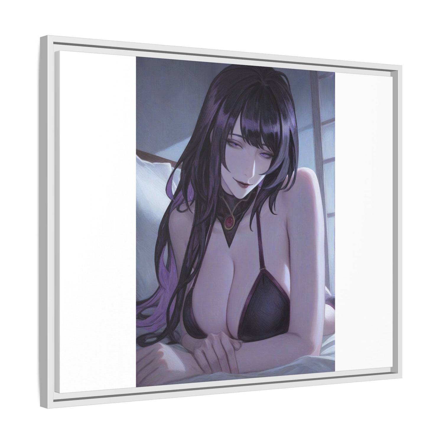 Framed Matte Canvas Print — Moody Anime Woman Portrait