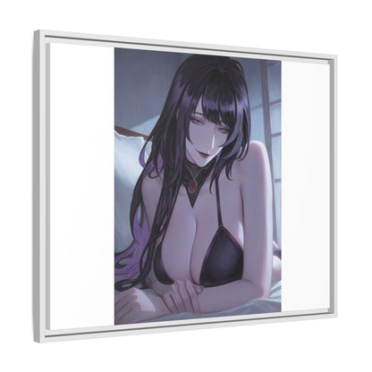 Framed Matte Canvas Print — Moody Anime Woman Portrait
