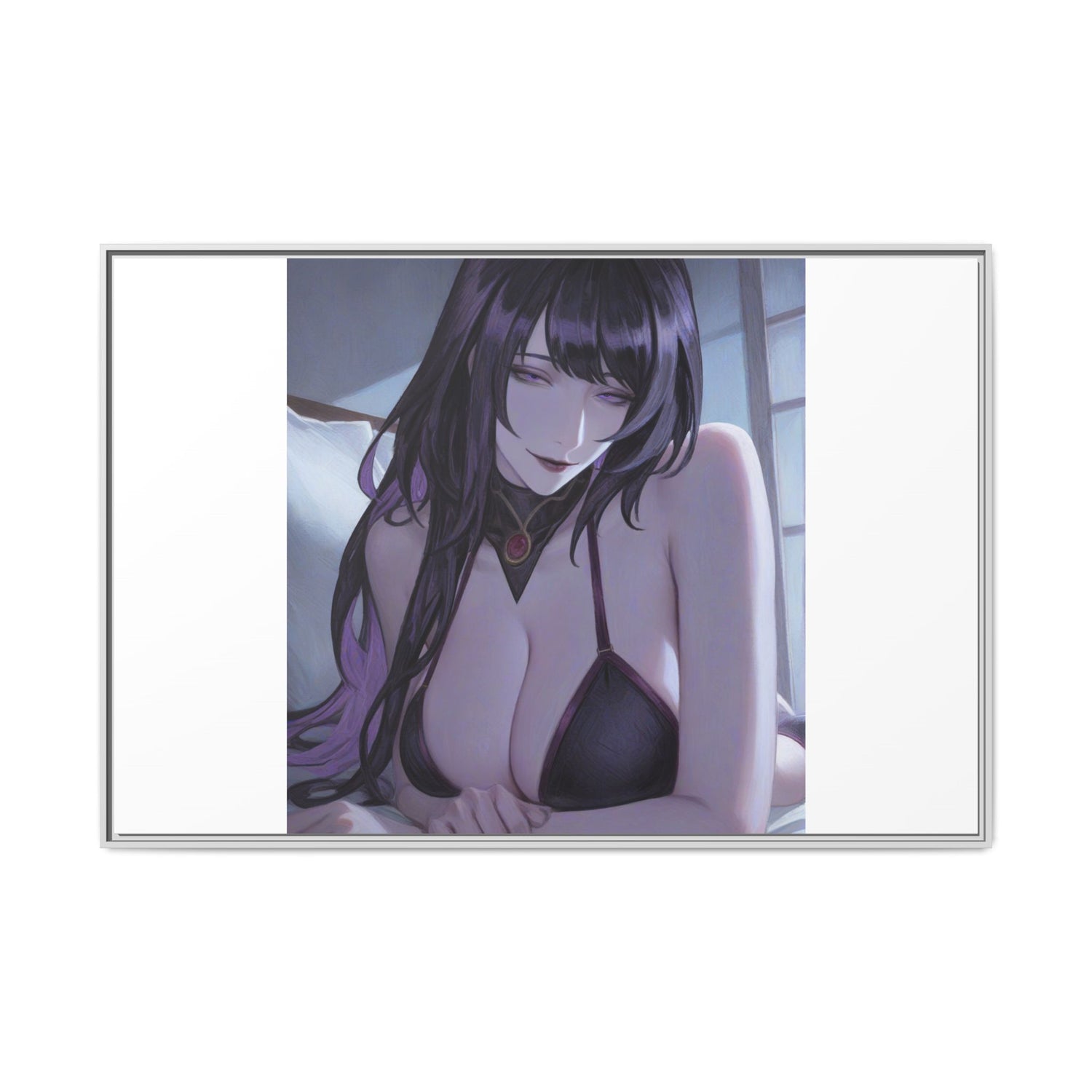 Framed Matte Canvas Print — Moody Anime Woman Portrait