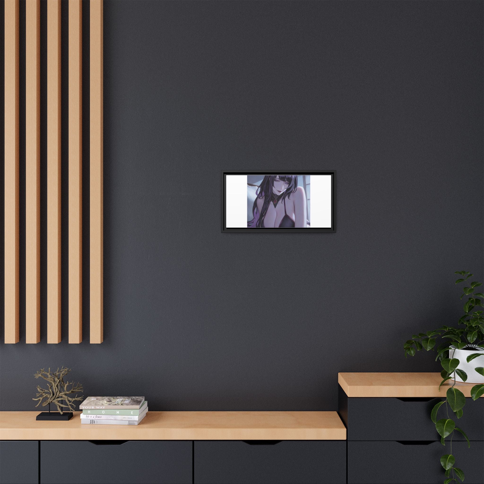 Framed Matte Canvas Print — Moody Anime Woman Portrait