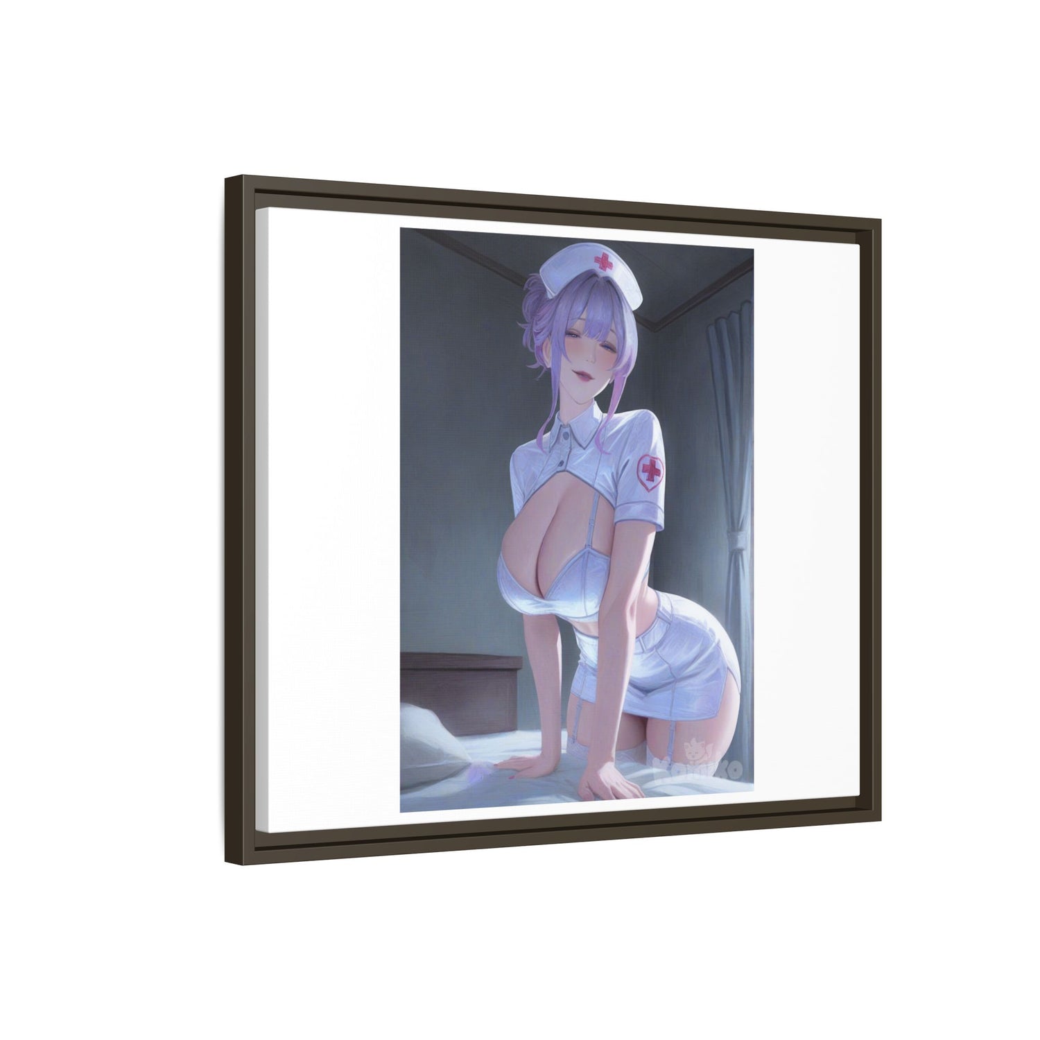 Sexy Anime Nurse Matte Canvas Print (Framed)