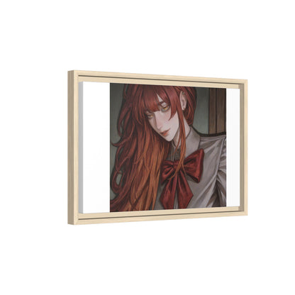 Framed Matte Canvas Print — Moody Red-Headed Anime Girl Art