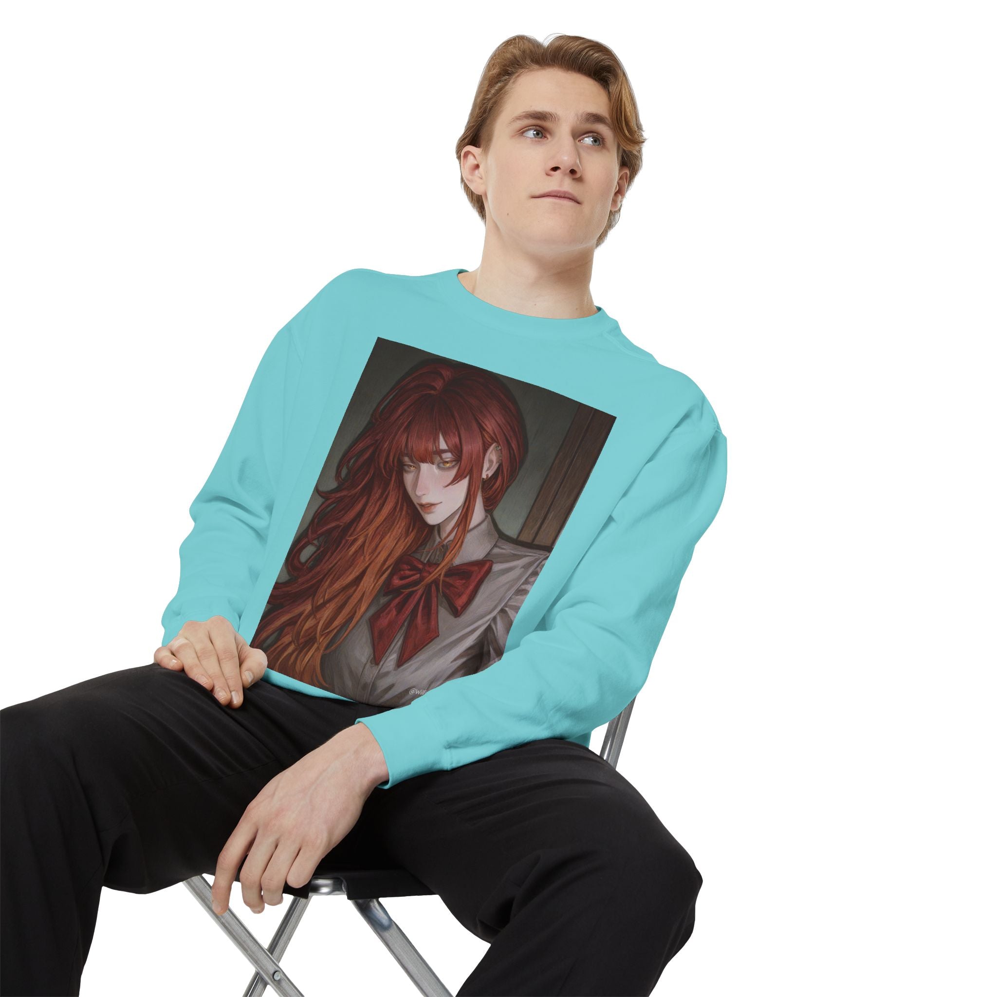 Anime Red-Headed Girl Sweatshirt — Gothic Schoolgirl Art Pullover
