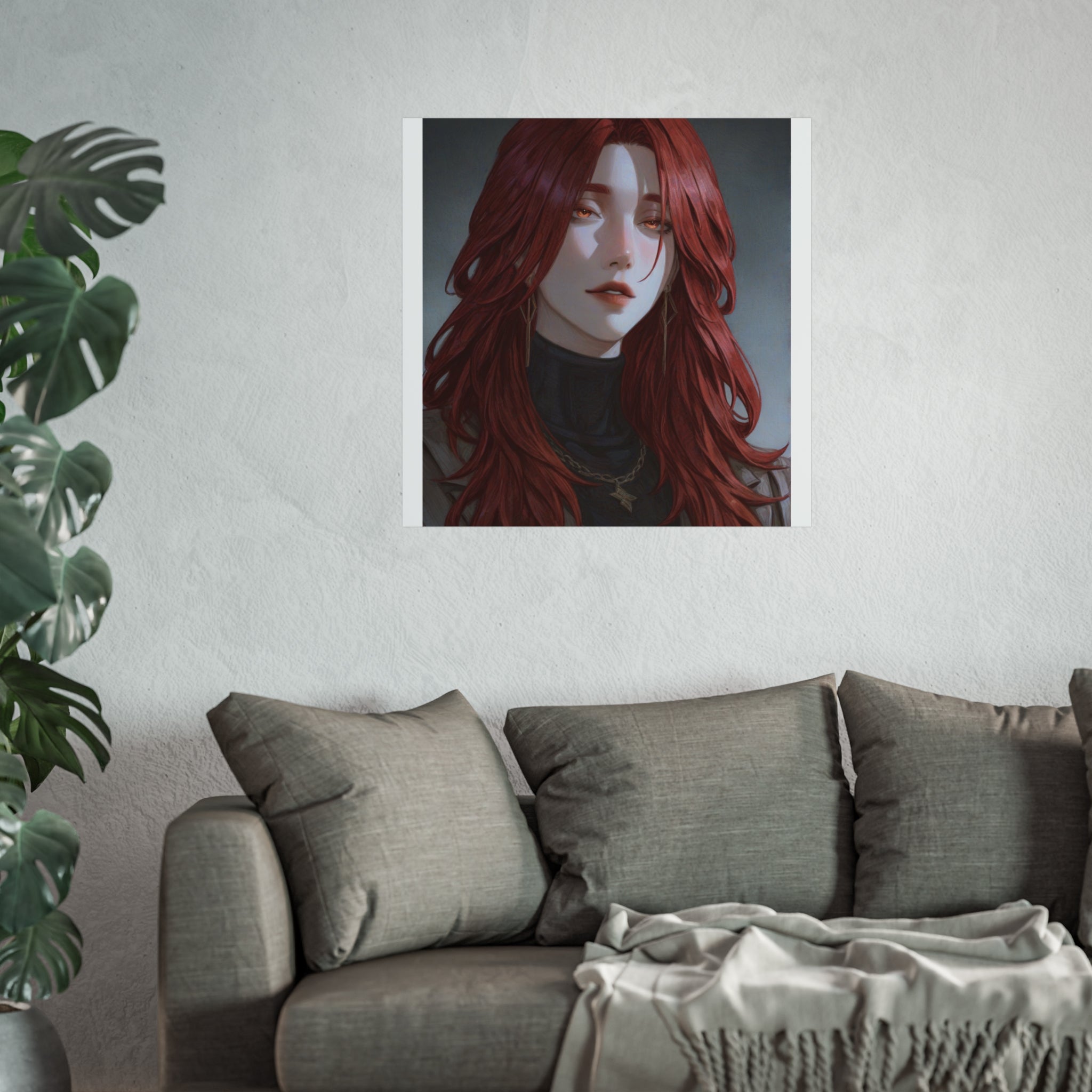 Fine Art Poster — Red-Haired Gothic Portrait, Moody Decorative Wall Art