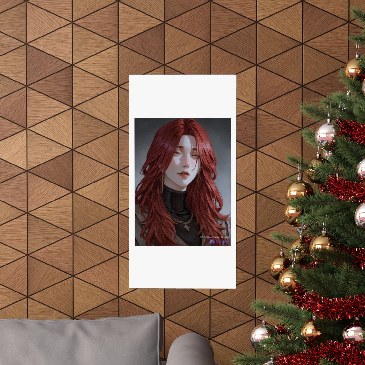 Red-Haired Muse Matte Vertical Poster — Moody Portrait Art Print