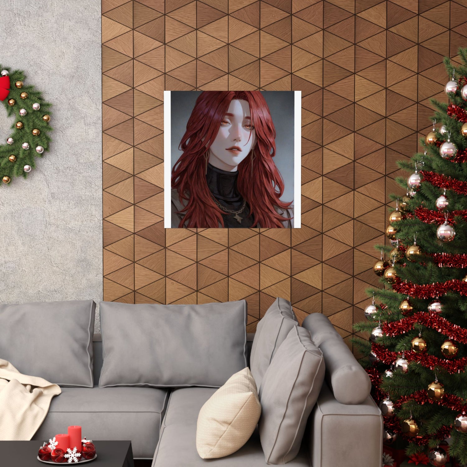 Red-Haired Muse Matte Vertical Poster — Moody Portrait Art Print