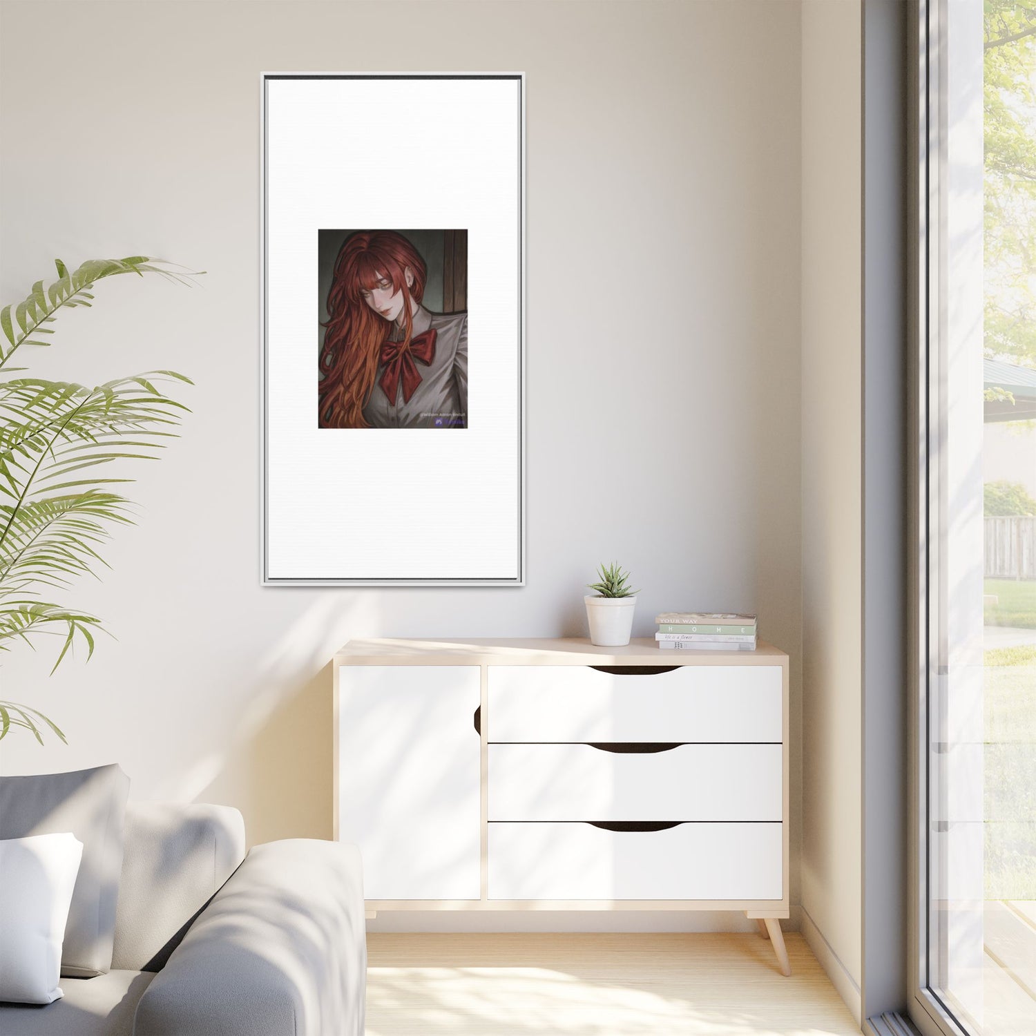 Framed Matte Canvas Print — Gothic Redhead Portrait