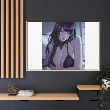 Framed Matte Canvas Print — Moody Anime Woman Portrait