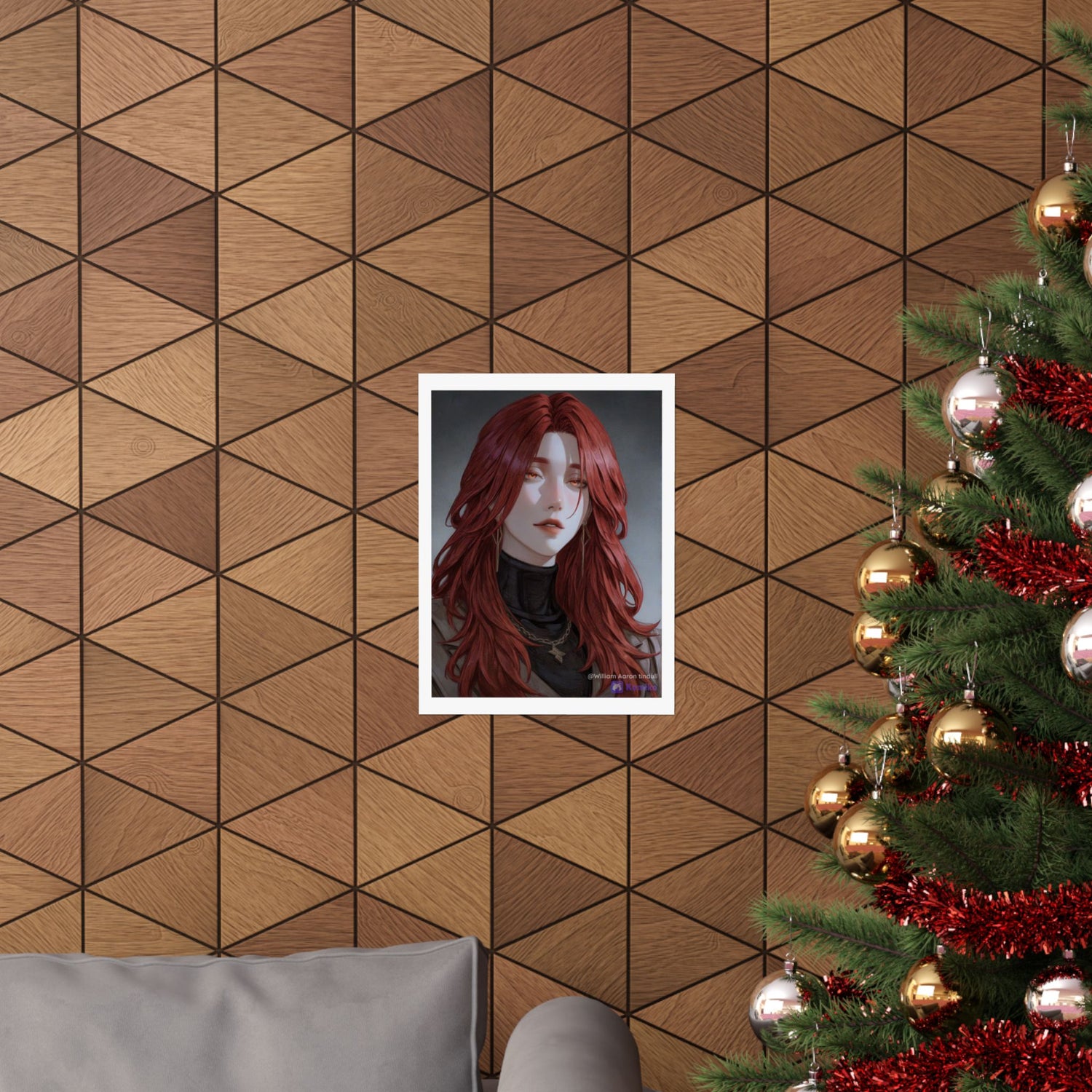 Red-Haired Muse Matte Vertical Poster — Moody Portrait Art Print