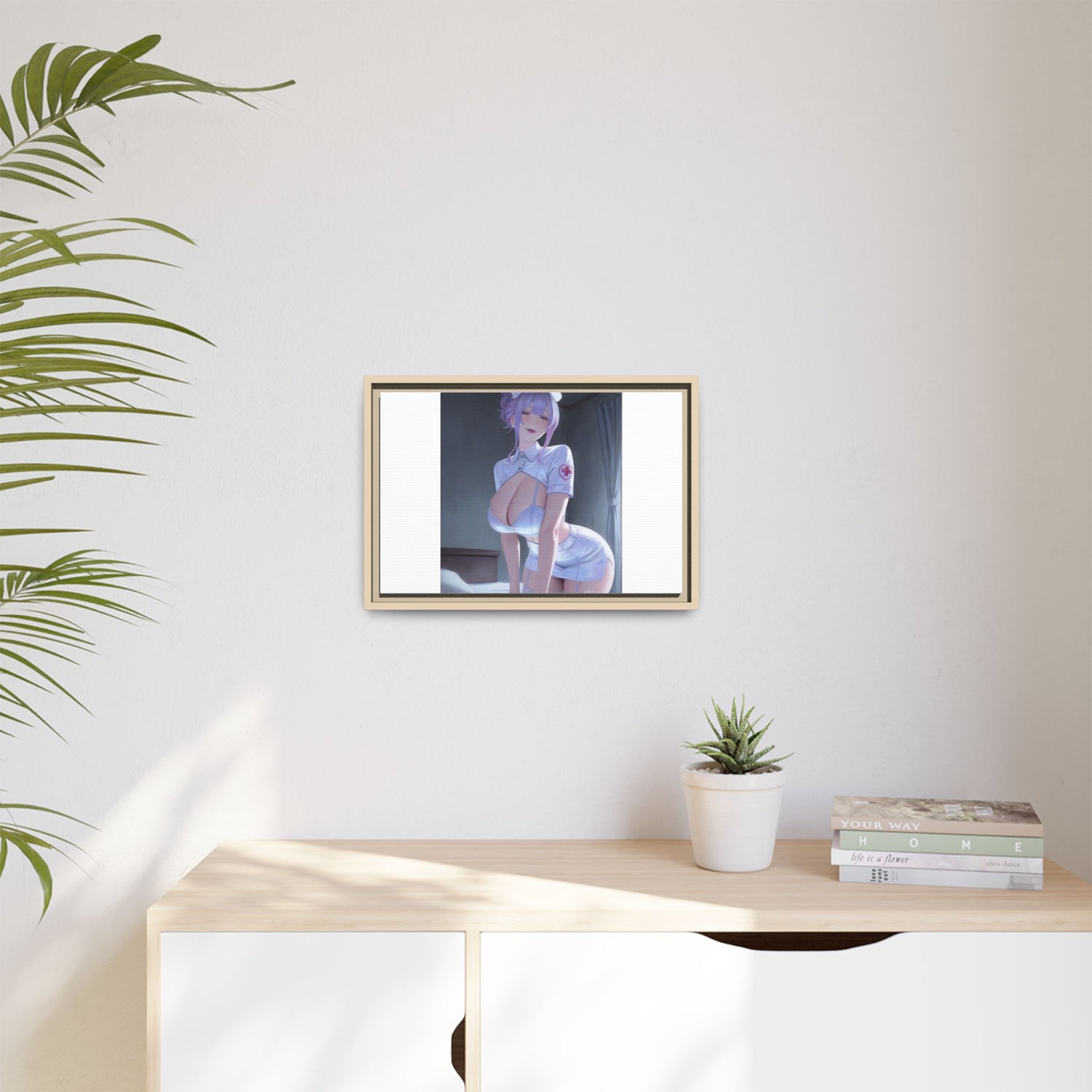 Sexy Anime Nurse Matte Canvas Print (Framed)