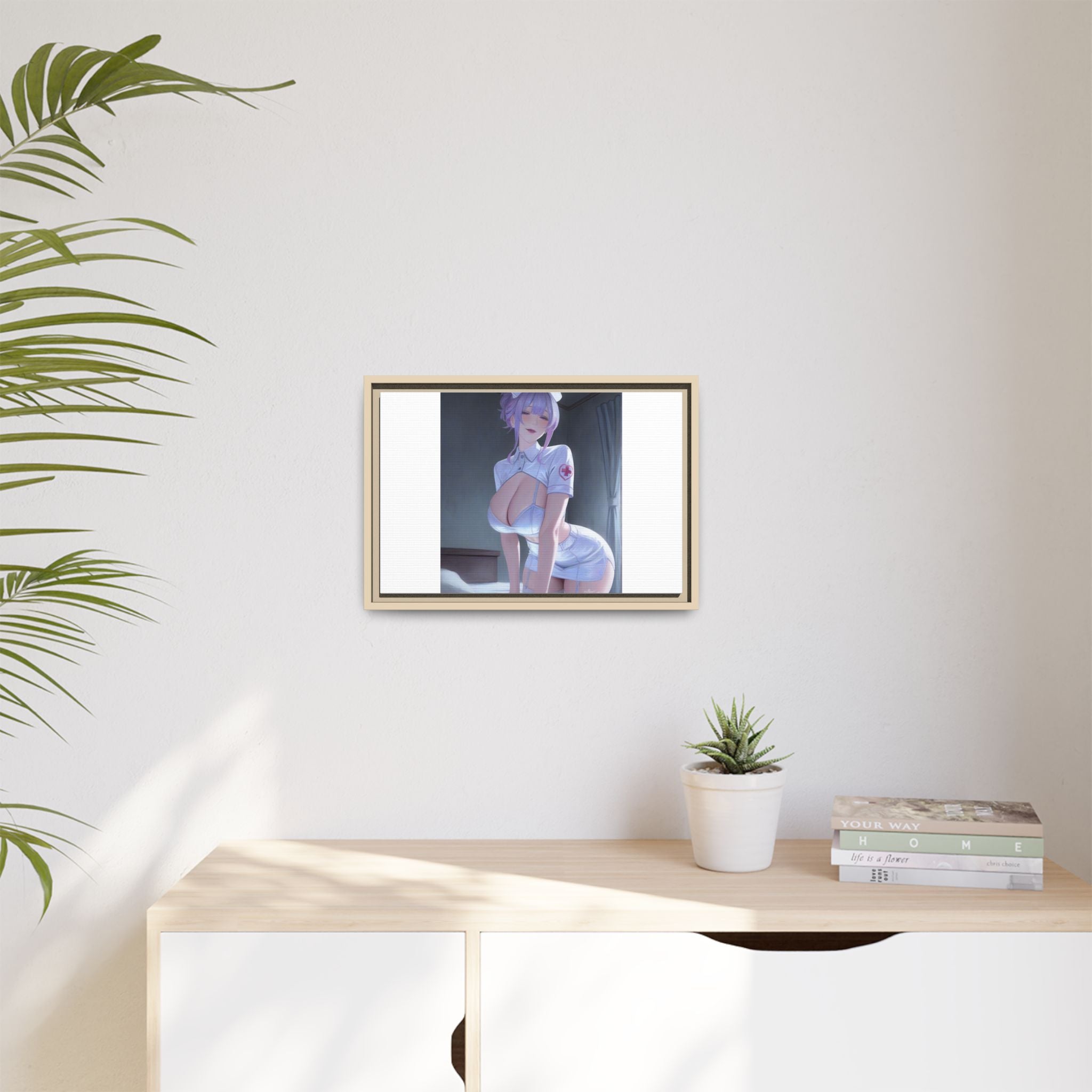 Sexy Anime Nurse Matte Canvas Print (Framed)