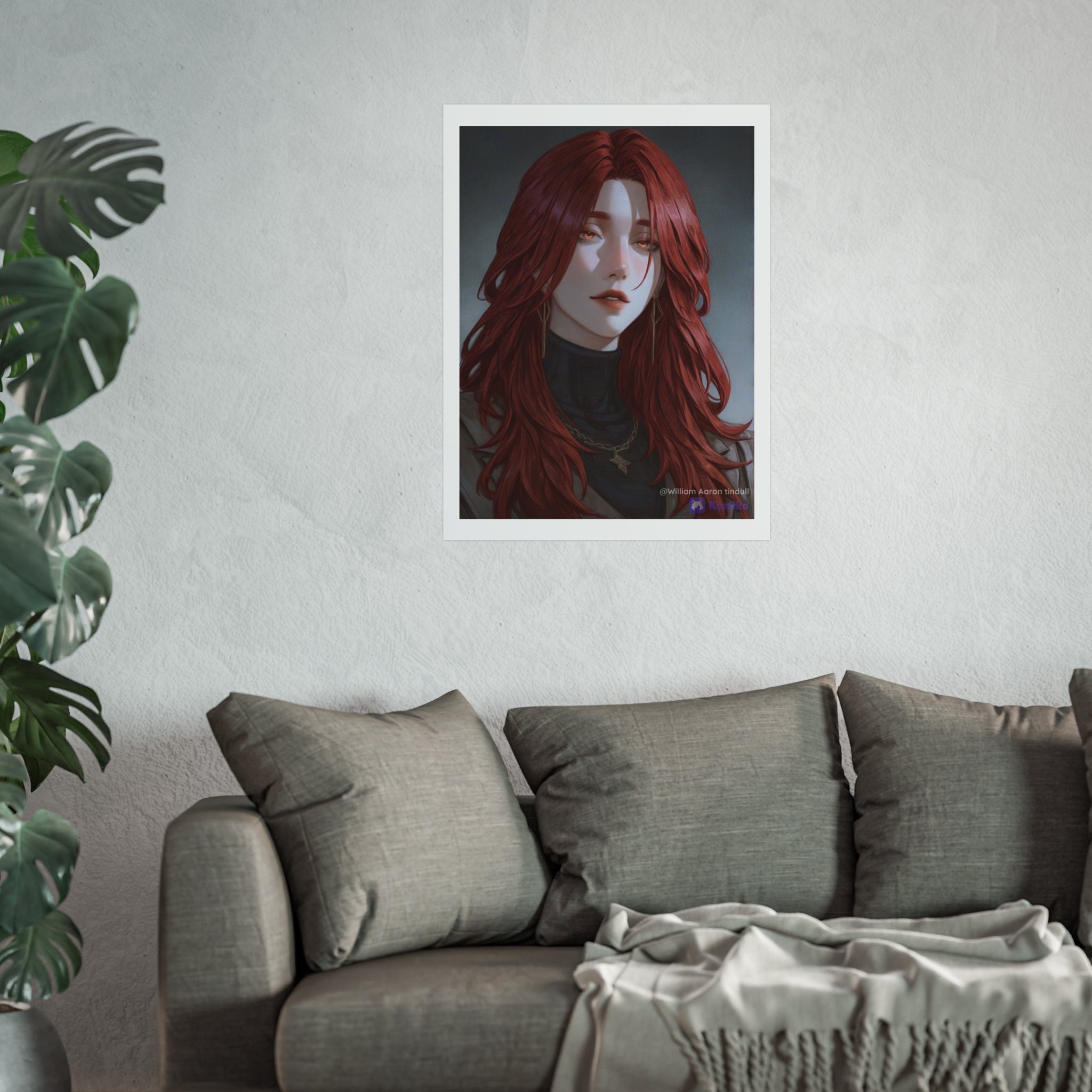 Fine Art Poster — Red-Haired Gothic Portrait, Moody Decorative Wall Art