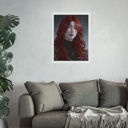 Fine Art Poster — Red-Haired Gothic Portrait, Moody Decorative Wall Art